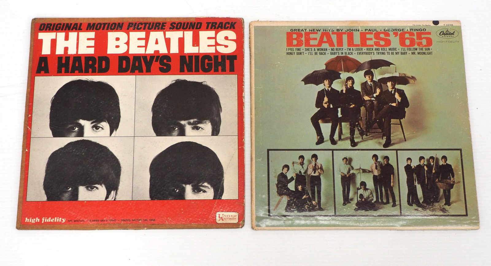 (2) Beatles albums: (2) Beatles albums: A Hard Day's Night / Beatles '65 -Fair, 1 cover has edges taped