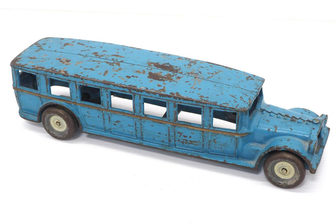 Arcade cast iron Bus: Arcade cast iron Bus in blue, 12½"L -Good