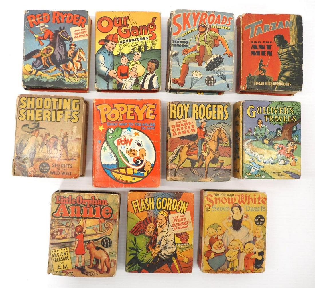 (11) Big Little Books: (11) Big Little Books including Tarzan, Roy Rogers, Snow White, Flash Gordon & Popeye -Good