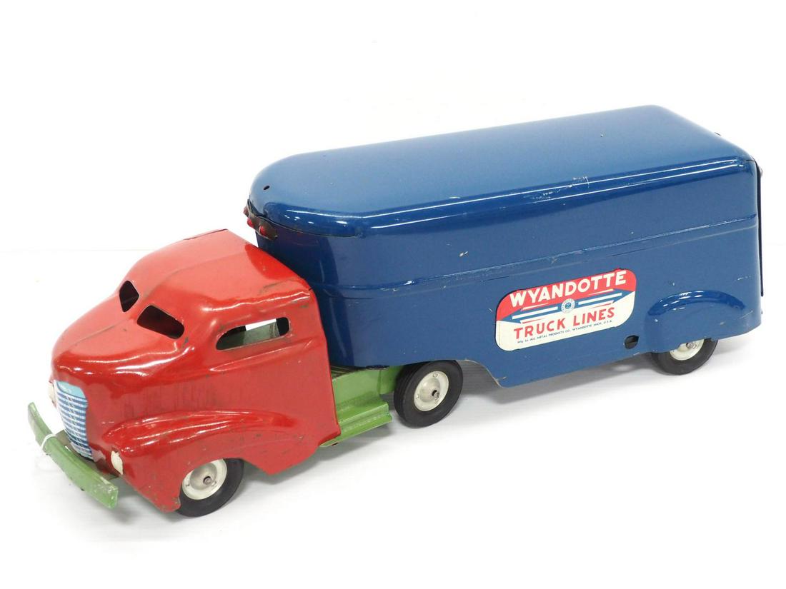 Wyandotte Truck Lines truck & trailer: Wyandotte Truck Lines truck & trailer, 25"L -Good original