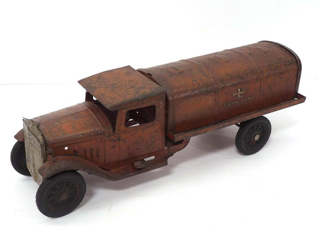 Buddy L Tank Line Truck: Buddy L Tank Line Truck, 19"L -Fair played with condition, Has Replaced End Cap for Tank