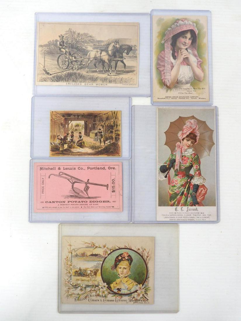 (6) Misc. paper farm advertising trade cards (1 of 2)