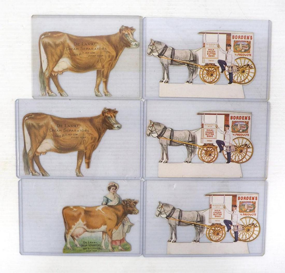 (3) DeLaval trade cards & (3) Borden's advertising cards (1 of 2)