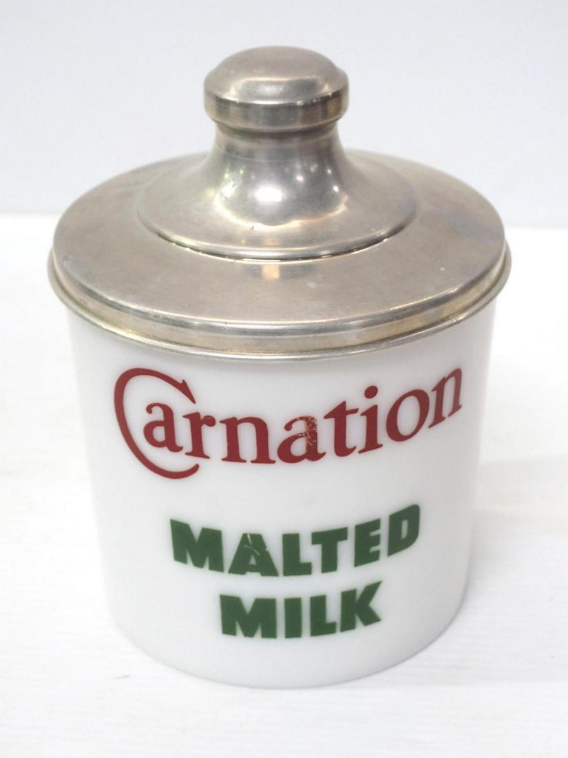 Carnation Malted Milk glass container (1 of 3)