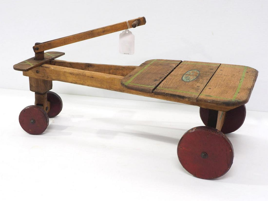 Ideal Lamp Mfg. child's scooter toy: Ideal Lamp Mfg. wooden 4-wheel child's scooter toy