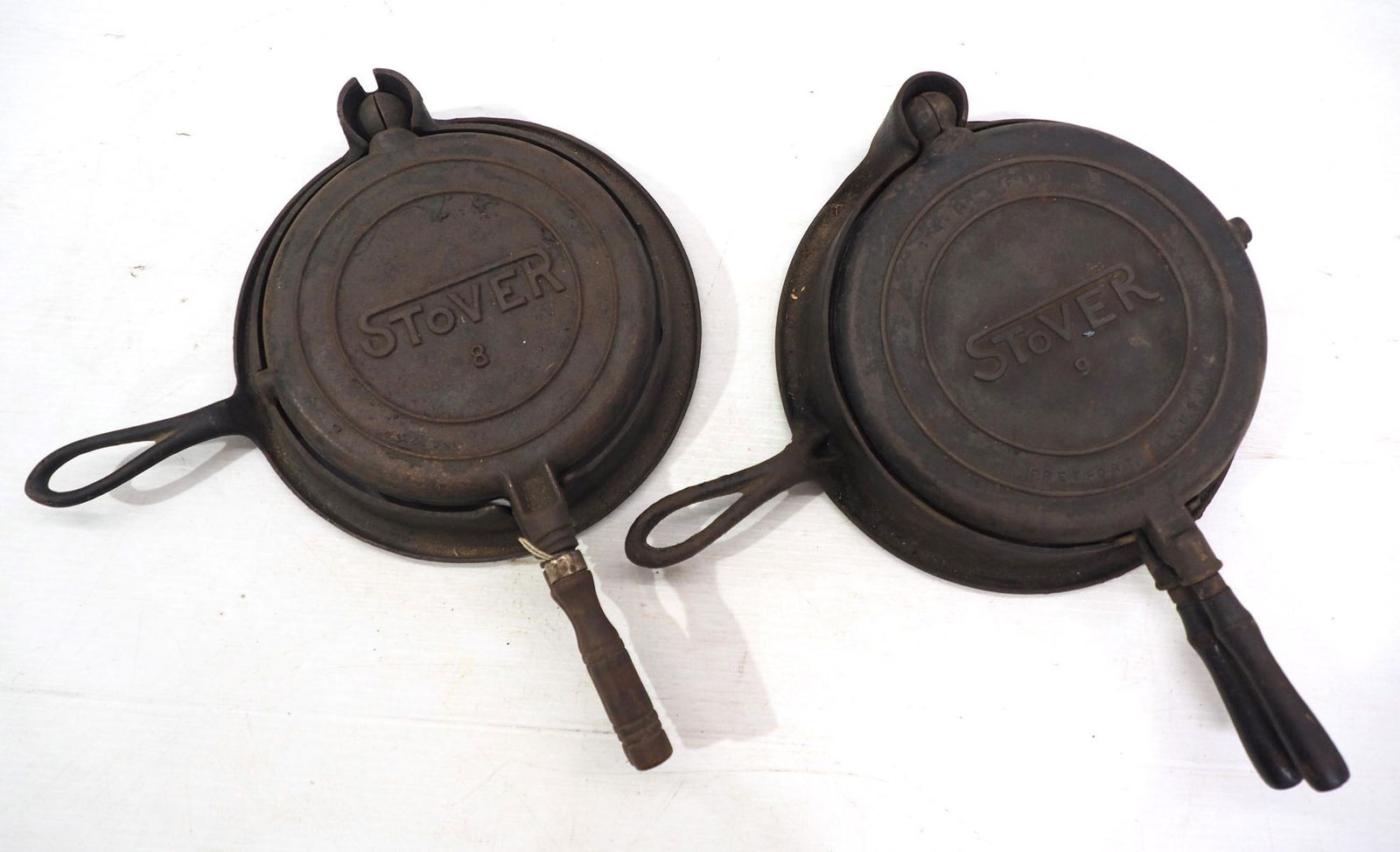 (2) Stover cast iron waffle irons (1 of 3)