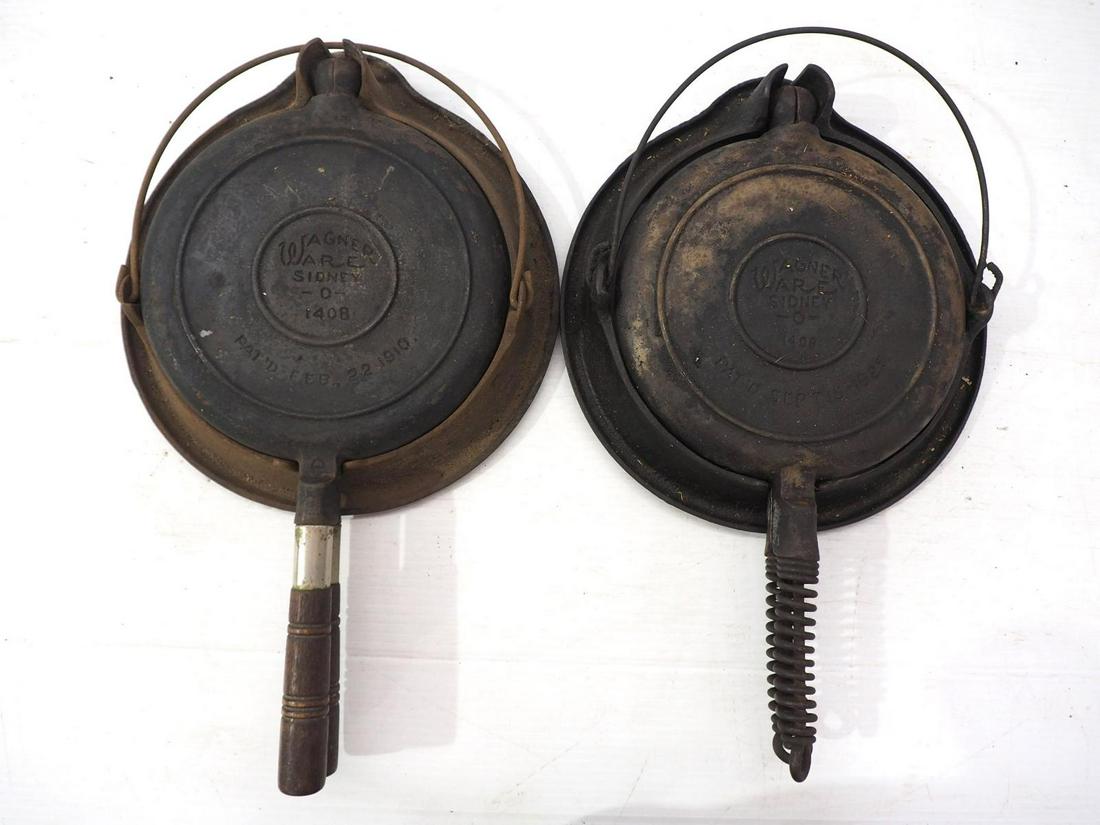 (2) Wagner cast iron 1408 waffle irons (1 of 4)