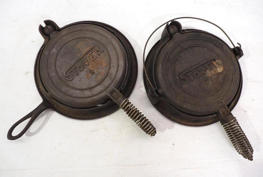 (2) Stover cast iron No.8 waffle irons (1 of 3)