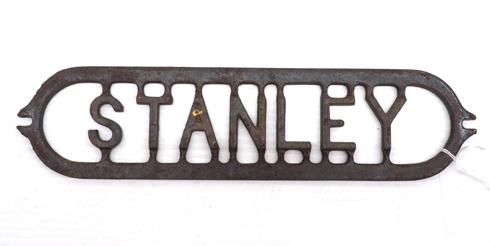 Stanley Name Plate: Stanley cut-out metal plate, 11-3/4"L x 3"H