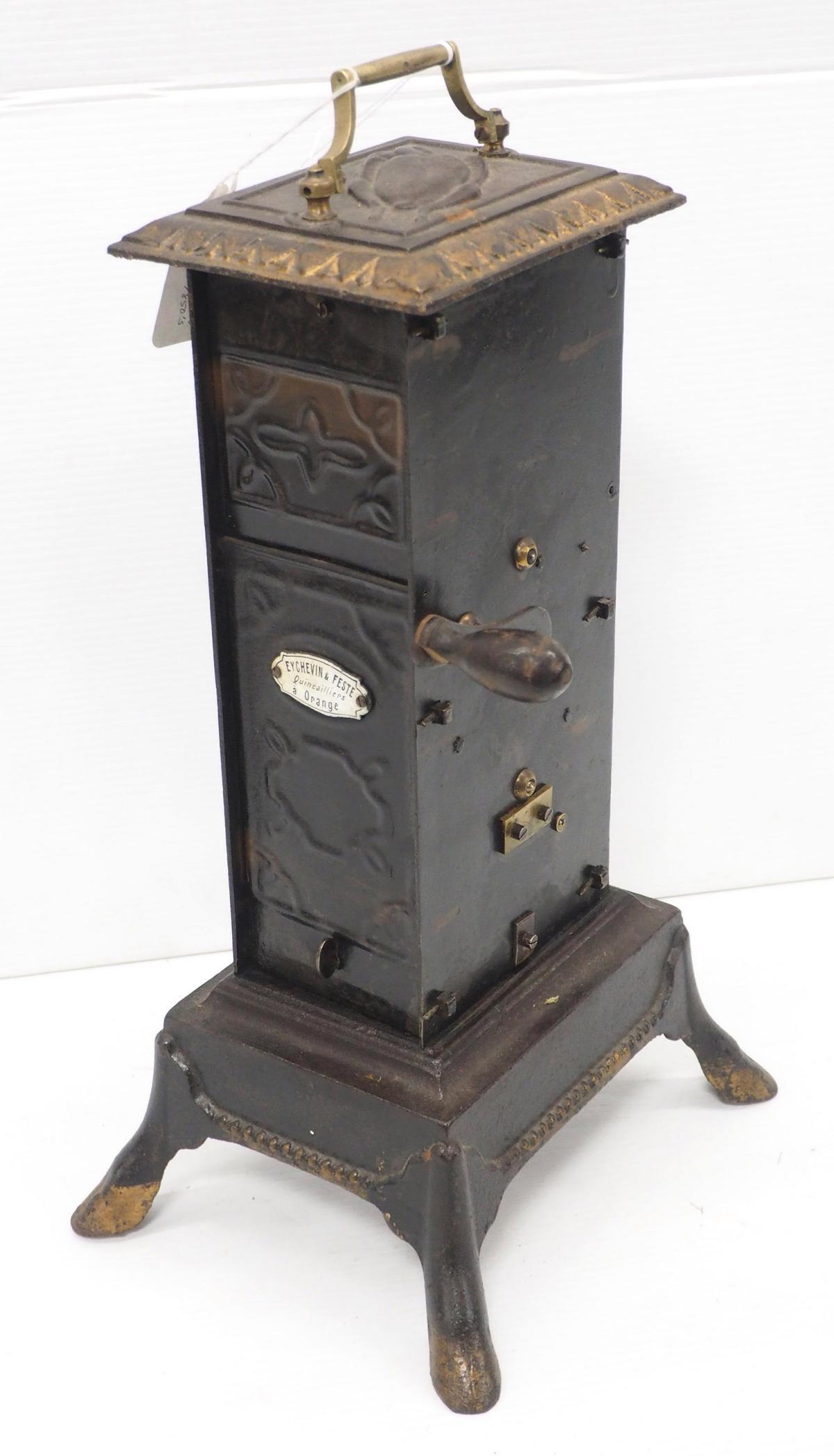 RARE mechanical open fireplace bird roaster: RARE 19"L hand-crank mechanical open fireplace bird roaster or spit jack, WOW!