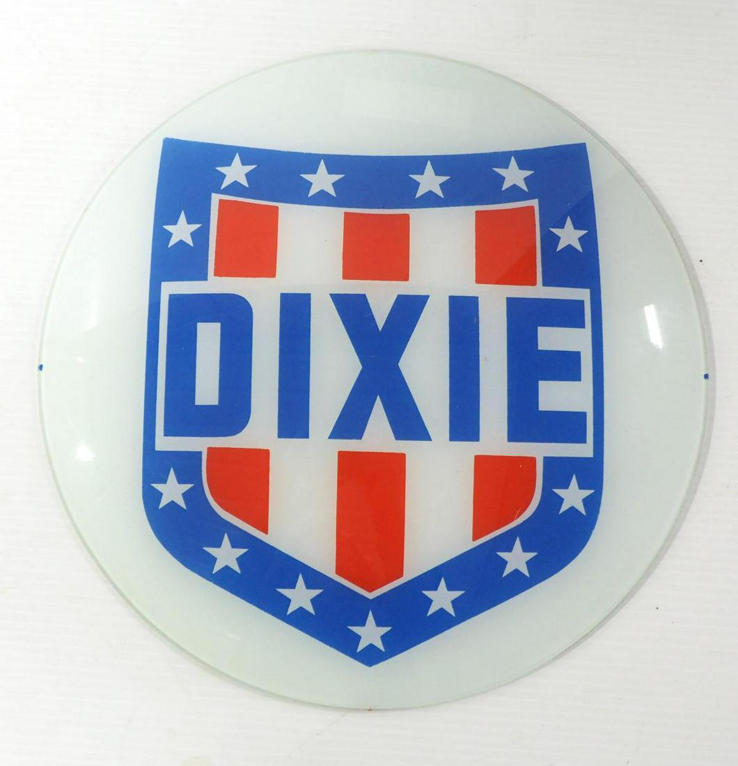One side of Dixie glass globe: One side of Dixie glass globe ---This lot will be delivered to the local UPS store for professional packaging.