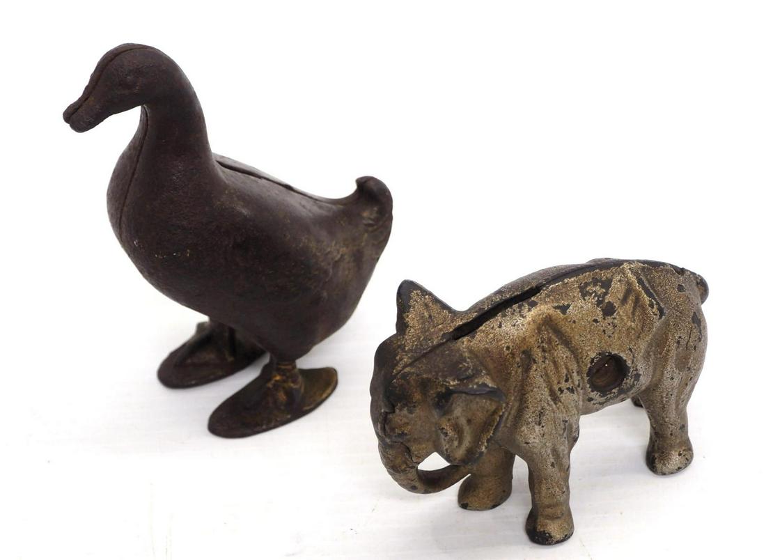 (2) Cast iron banks (1 of 3)