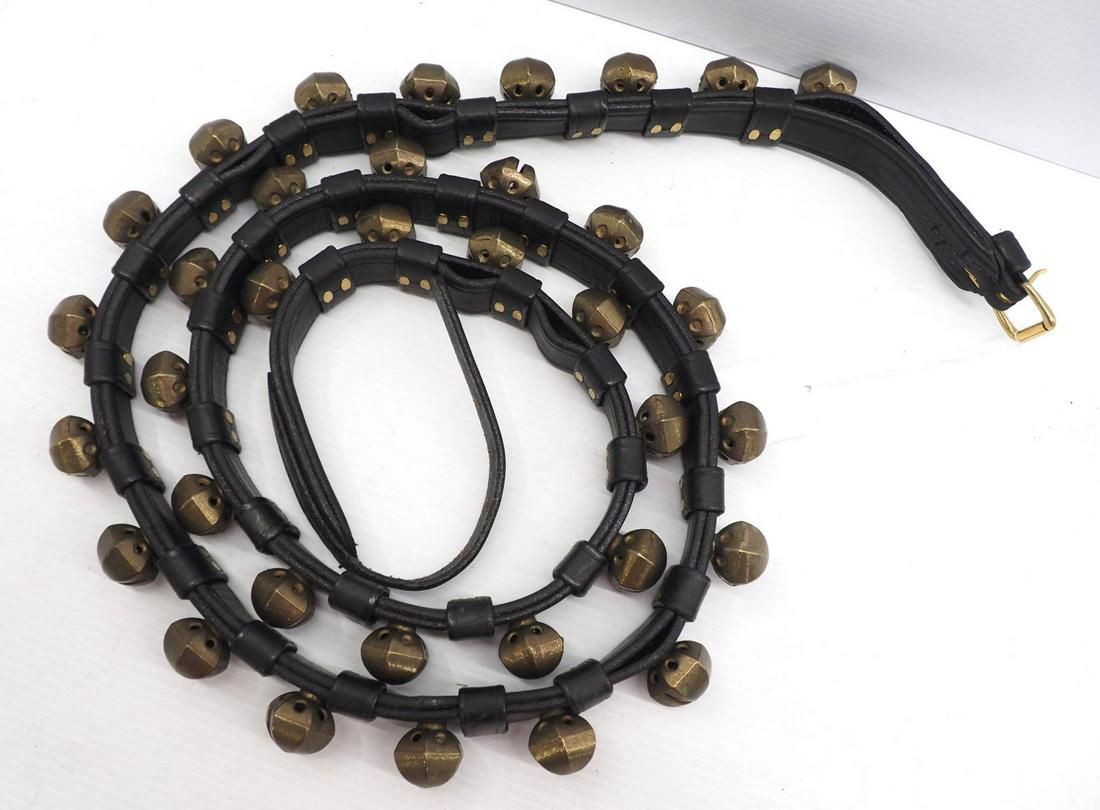 Leather strap with 35 brass sleigh bells (1 of 2)