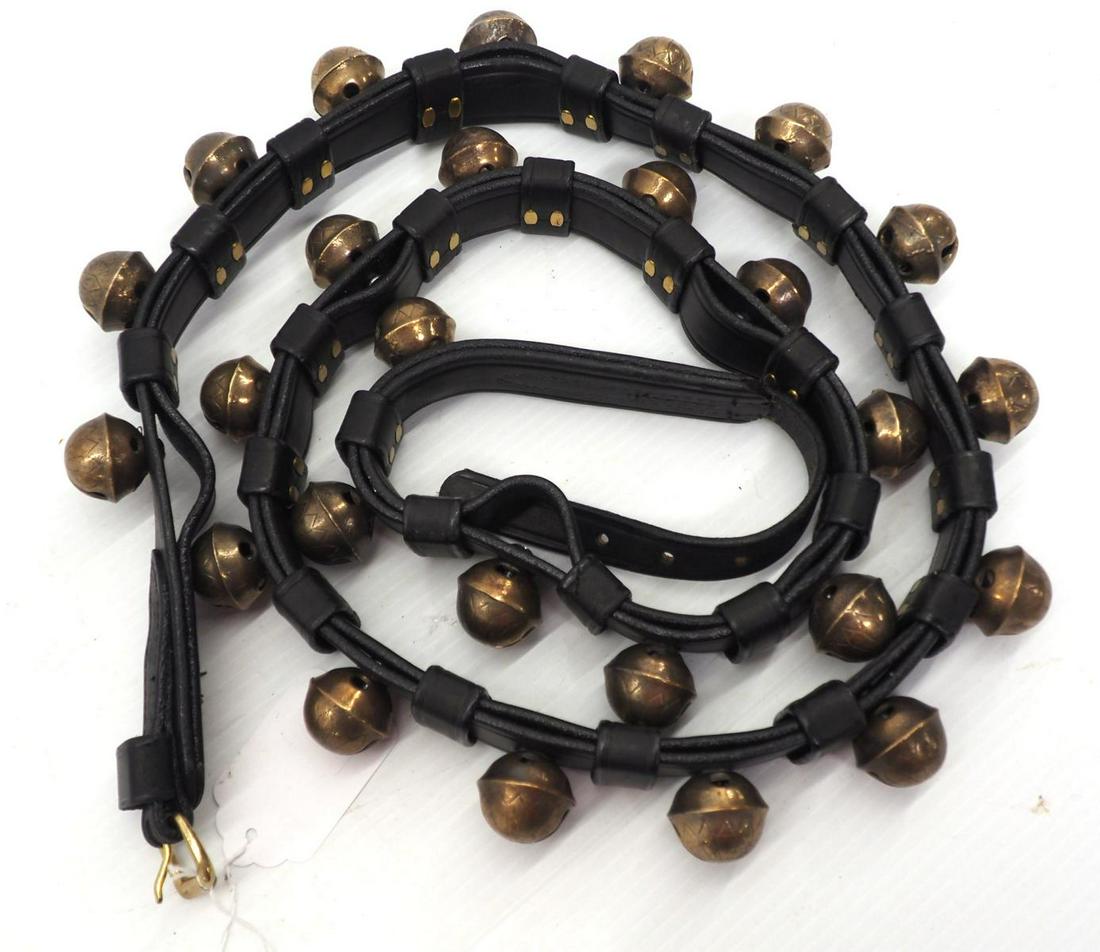 Leather strap with 26 brass sleigh bells (1 of 2)