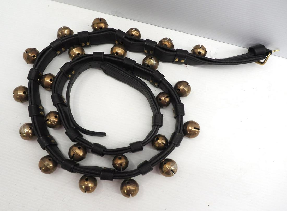 Leather strap with 23 brass sleigh bells (1 of 2)