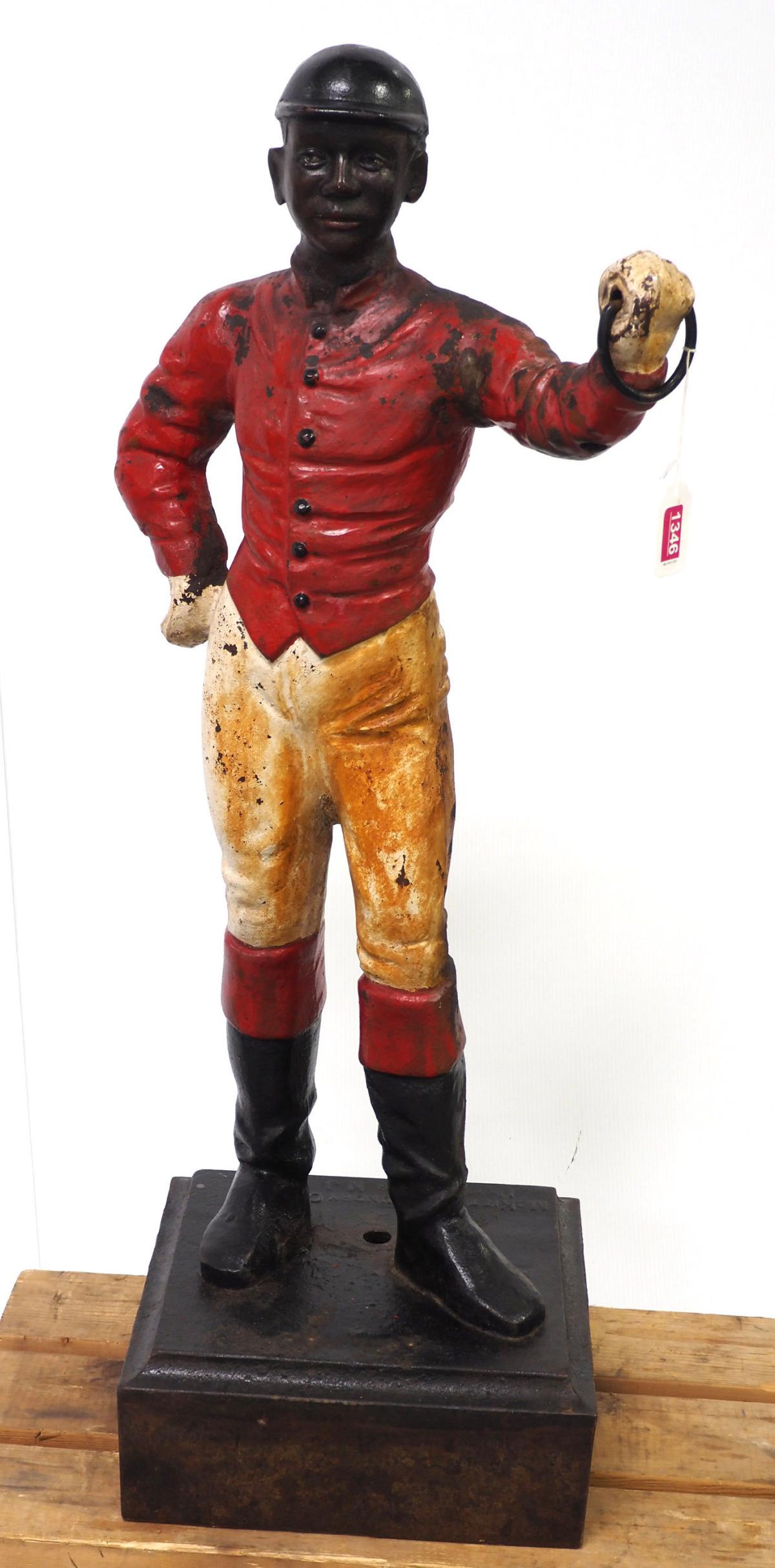 Cast iron black jockey horse hitching post (1 of 5)