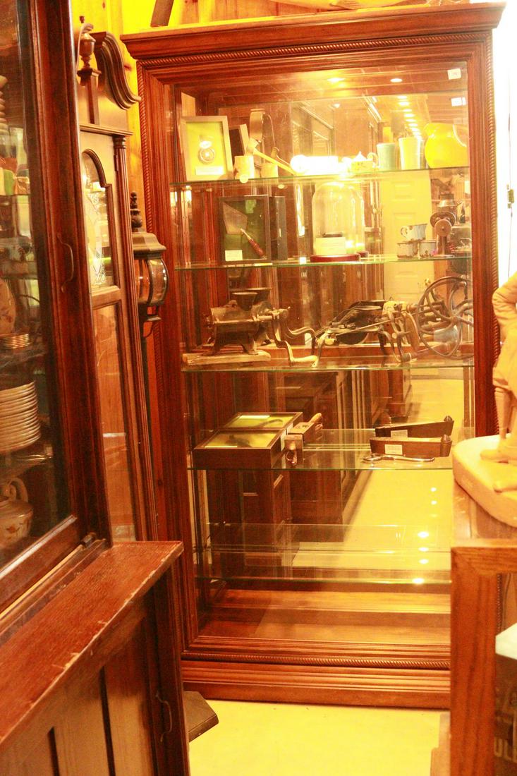 Cherry Sliding Door Lighted Curio Cabinet (1 of 1)