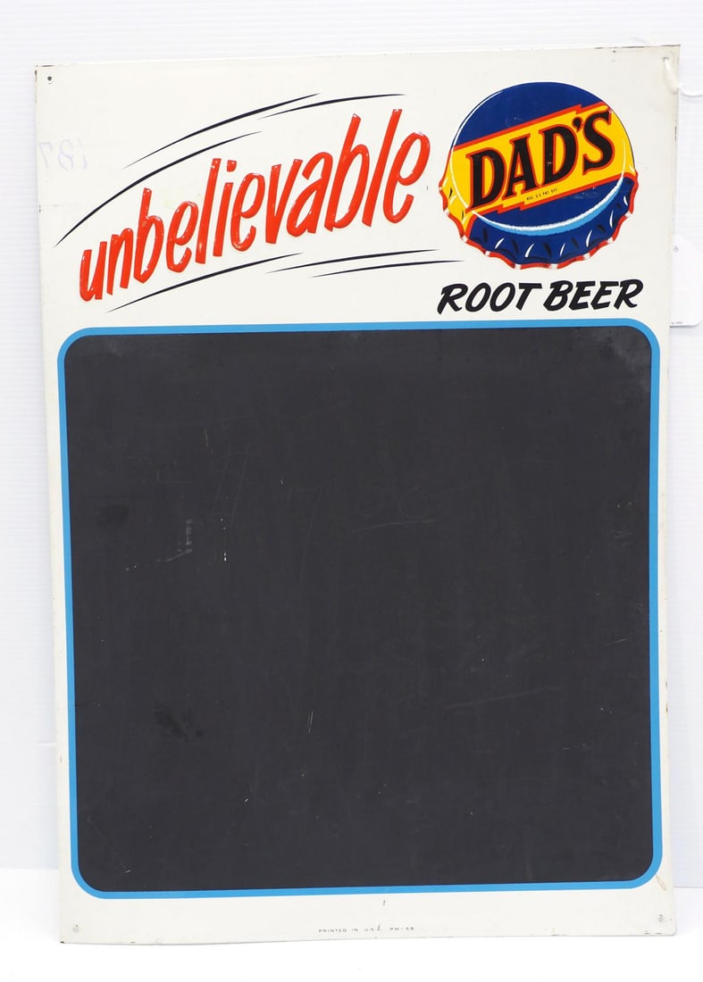 Dad's Root Beer menu board sign: 20"x28" SST Dad's Root Beer menu board sign -Good