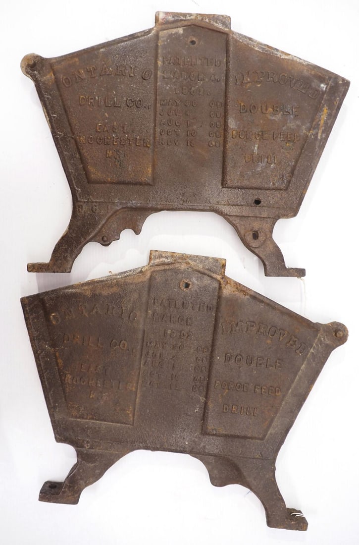 Pair of cast iron Ontario Drill Co. planter box ends (1 of 2)