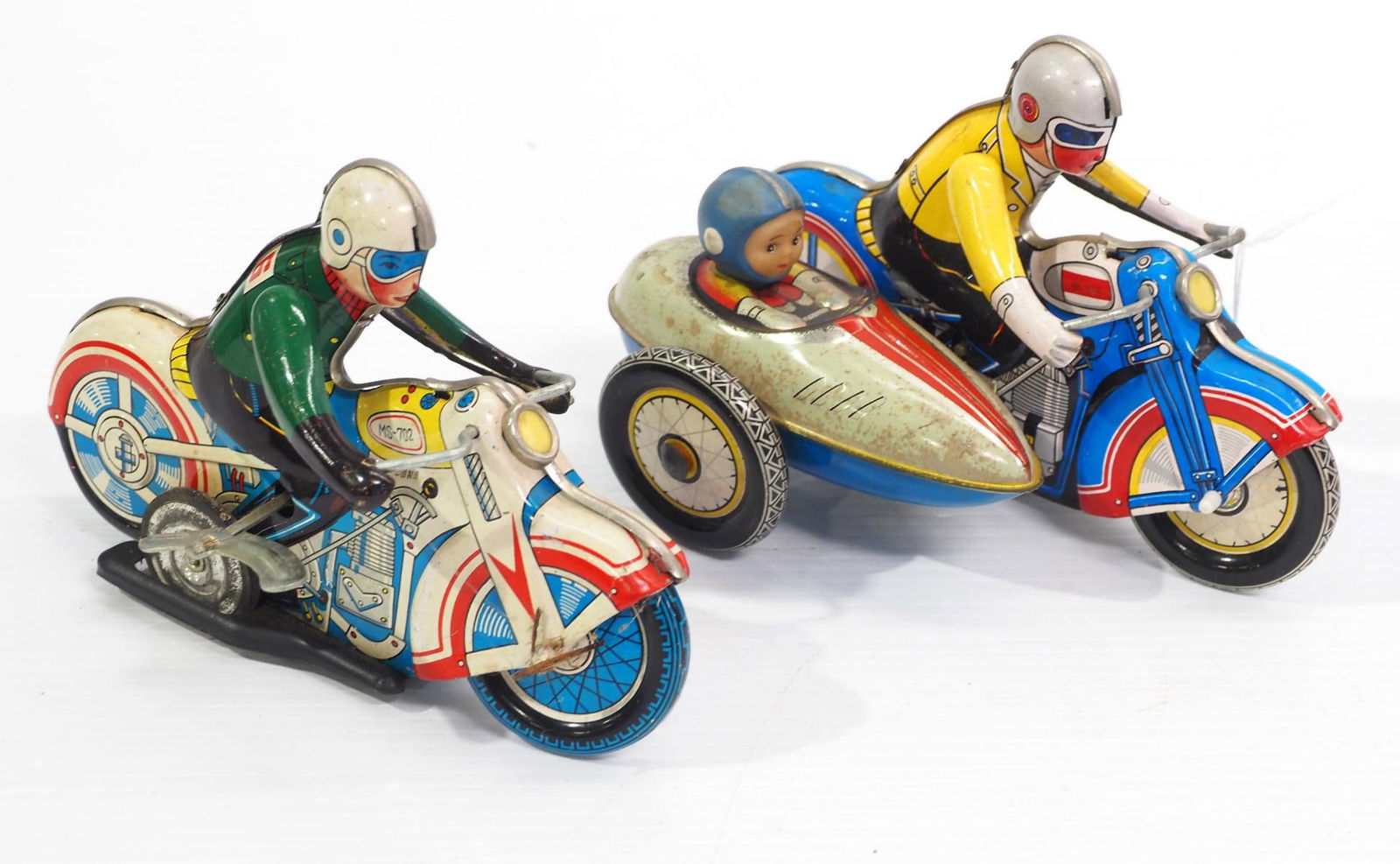 (2) Tin wind-up motorcycle toys (1 of 3)
