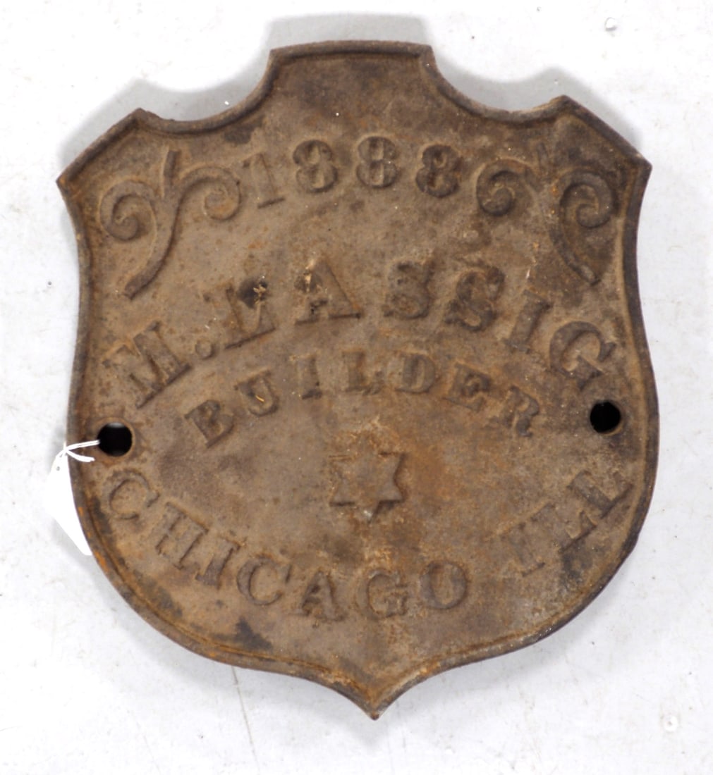 Cast iron 1888 M. Lassig bridge builders plate (1 of 3)