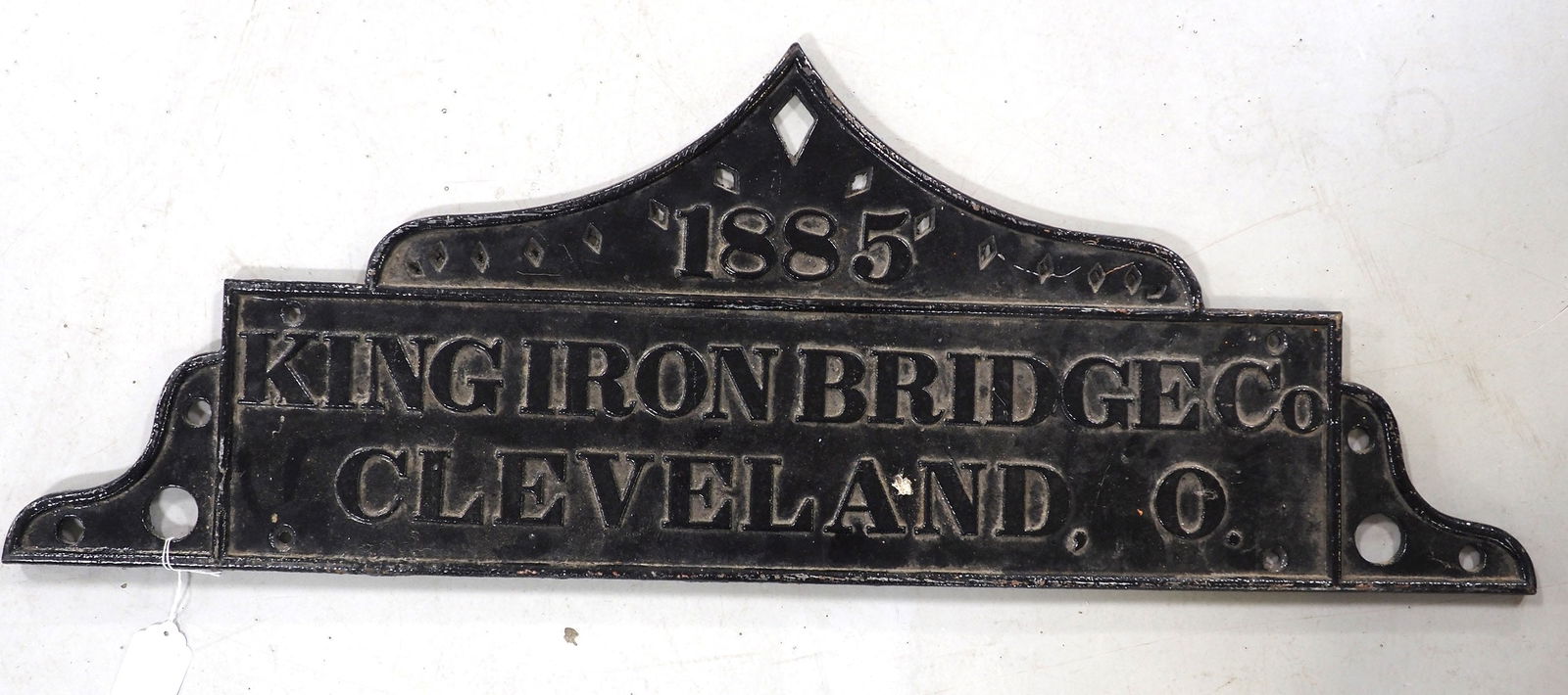 Cast iron 1885 King Iron Bridge Co. builders plate (1 of 2)