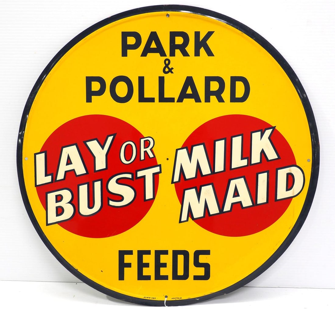 Park & Pollard Lay or Bust Milk Maid Feeds sign (1 of 3)