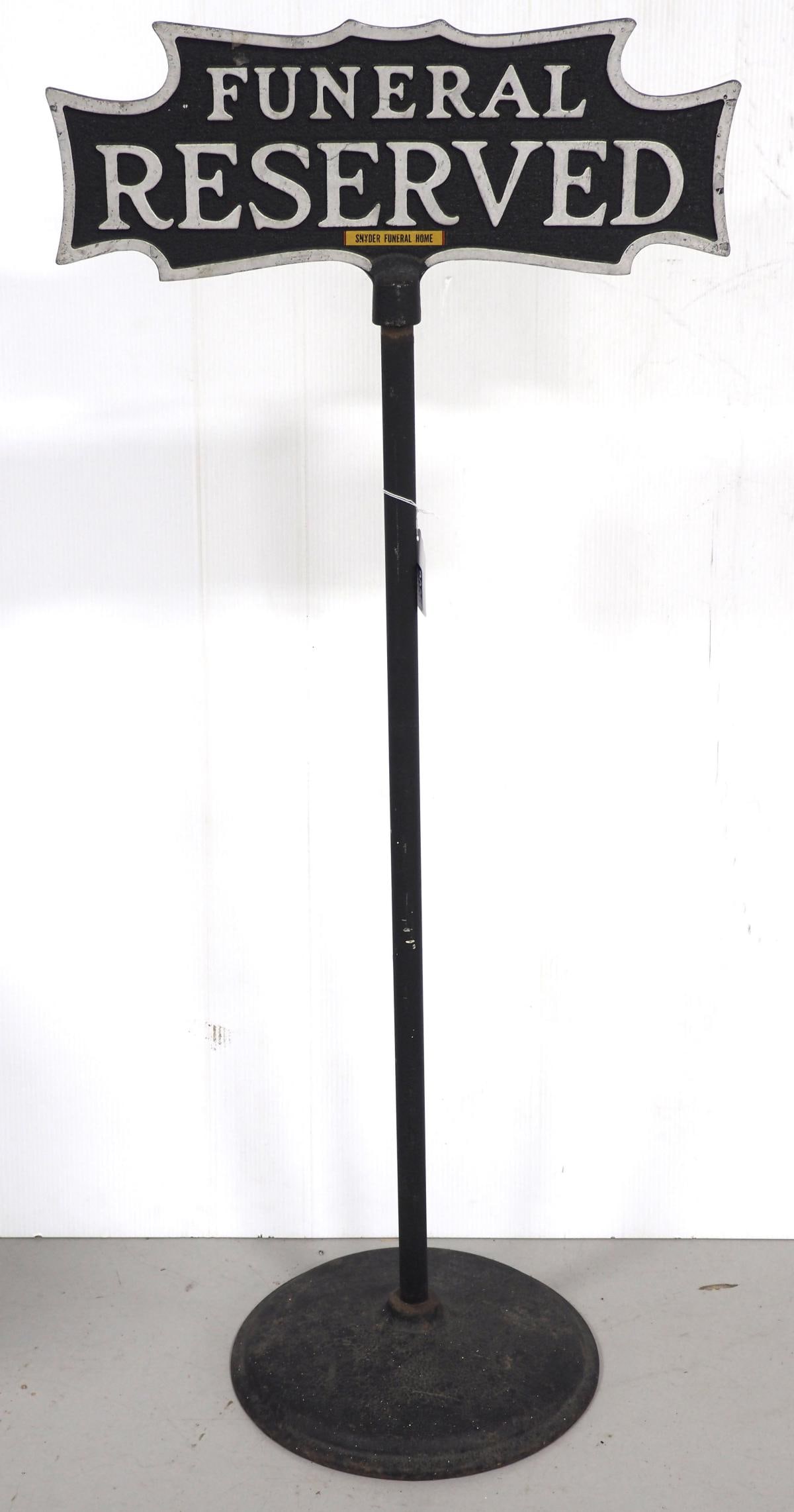 Funeral 'Reserved' parking spot sign (1 of 3)