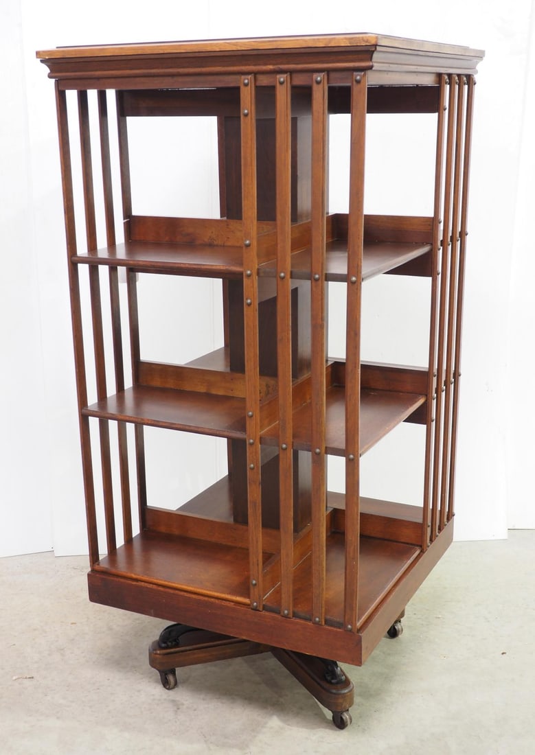 Wooden Portable Spinning Bookshelf Auction