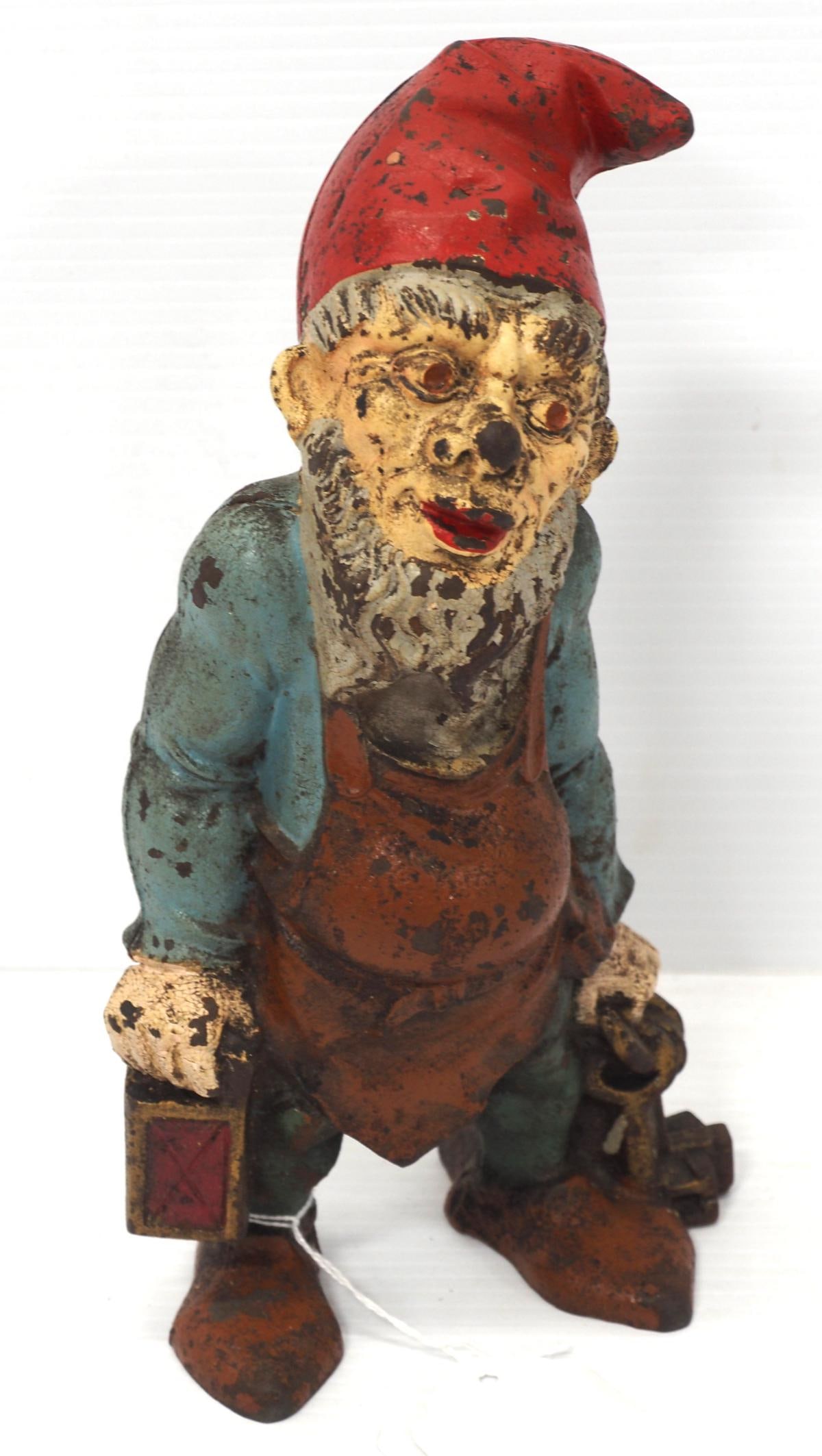Cast iron elf door stop: 10"H cast iron elf door stop -With good original paint