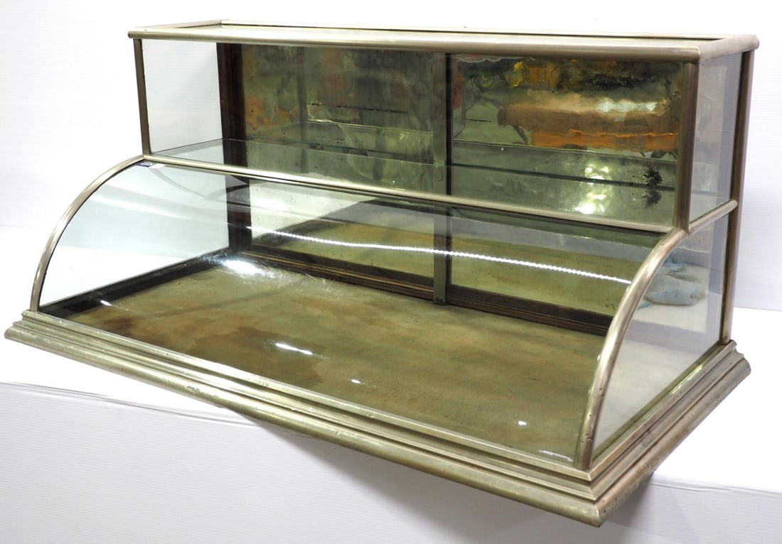 Nickel & glass curved front countertop showcase (1 of 5)