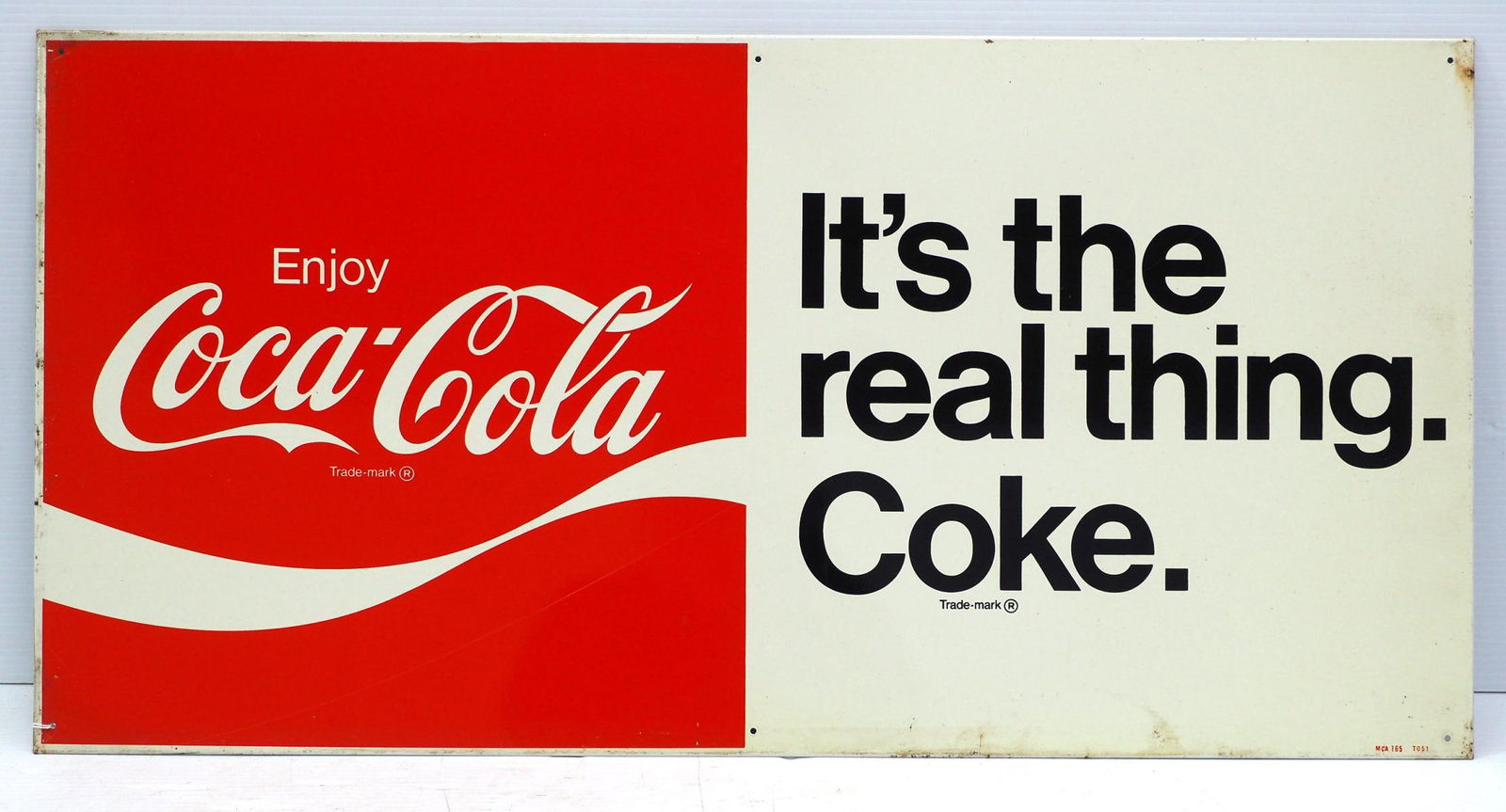 Coca-Cola sign: 30"x15" SST Coca-Cola sign -NOS, excellent