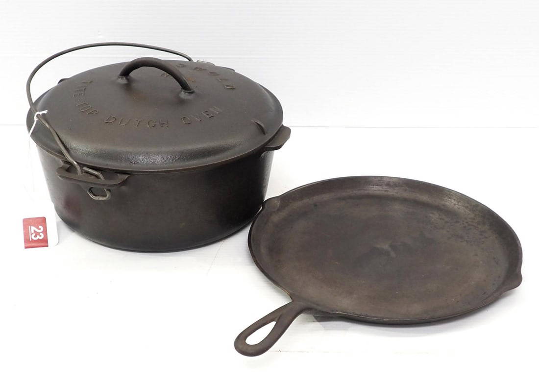 Griswold Dutch Oven With Lid / Skillet Griddle Auction