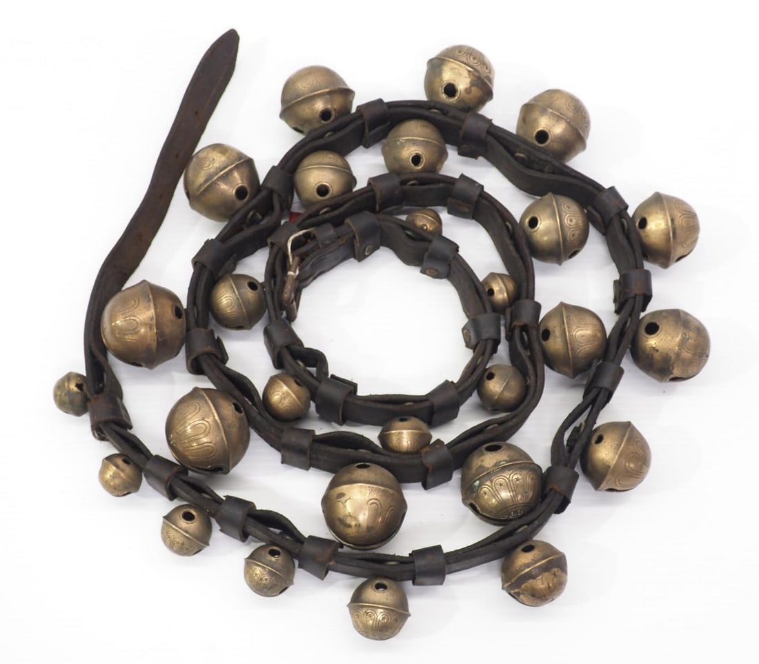 Leather strap with brass harness bells (1 of 3)