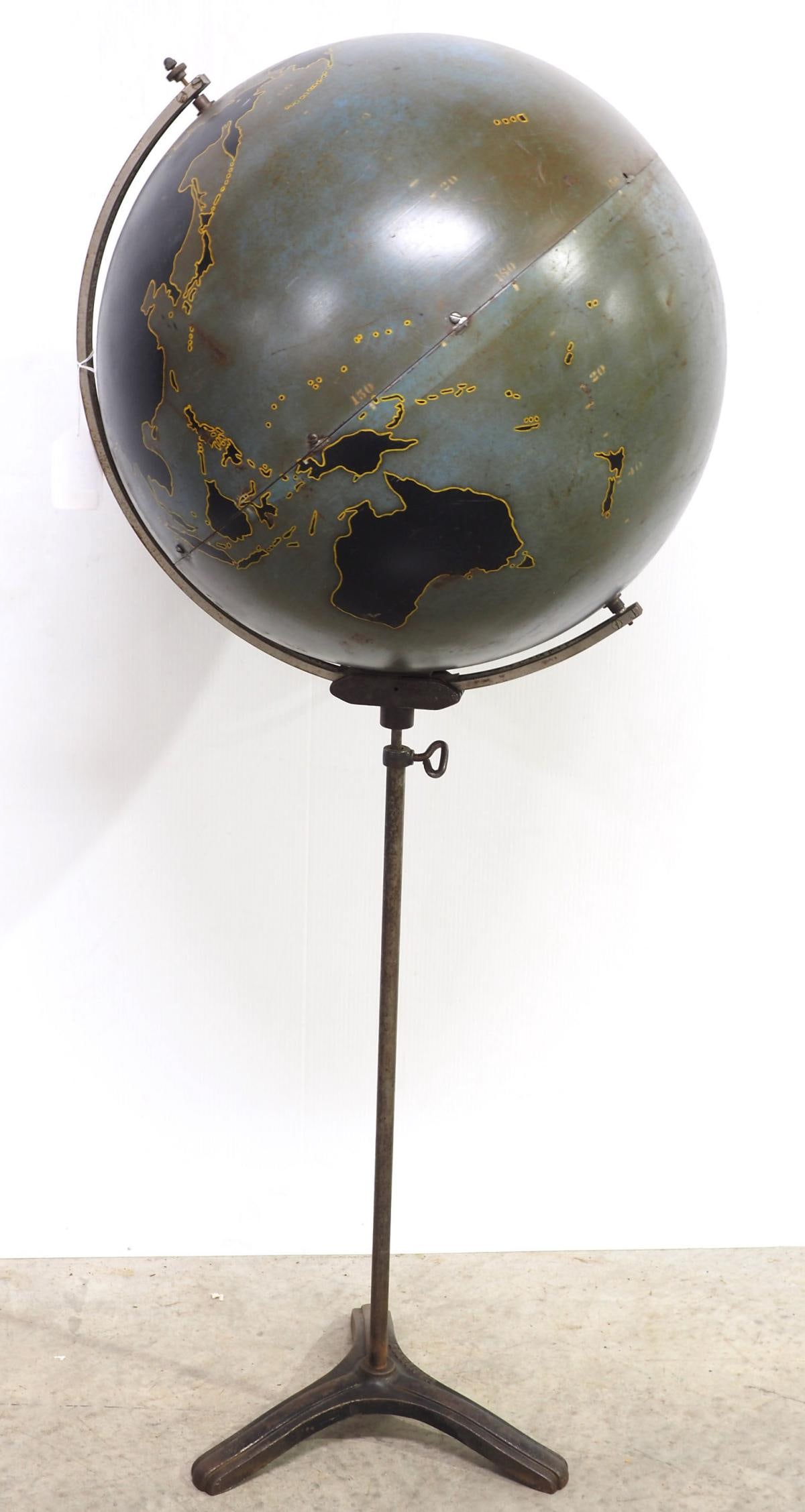 Metal world globe on floor stand (1 of 2)