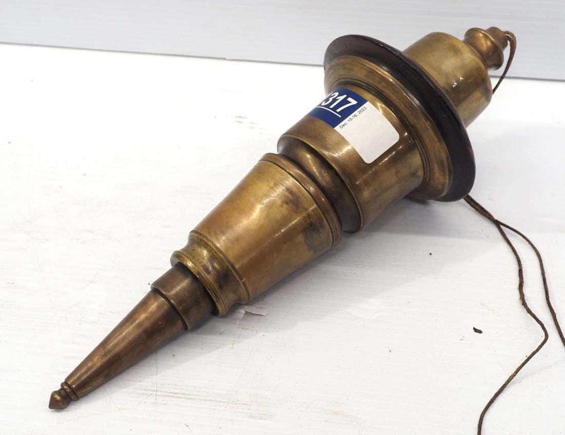 Early wood & brass bridge-maker's plumb bob (1 of 3)
