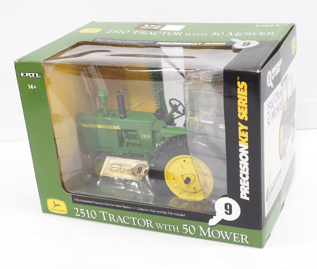 John Deere 2510 Tractor with 50 Mower: Ertl 1/16 scale John Deere 2510 Tractor with 50 Mower, Precision Key Series #9 - NIB