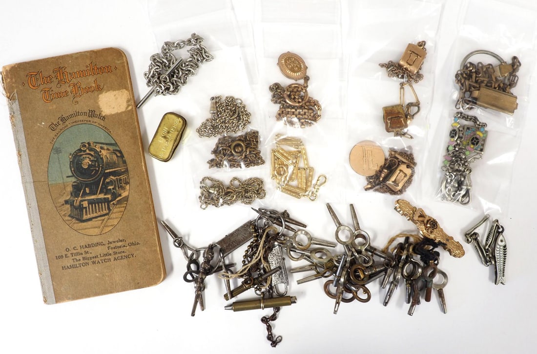 Pocket watch fobs, keys, tools and book (1 of 4)