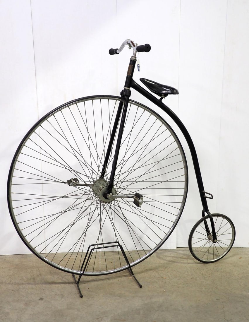 High-wheel bike with brass tag (1 of 4)