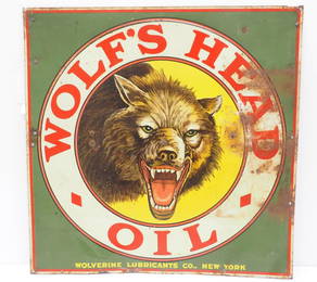 Wolf's Head Oil sign