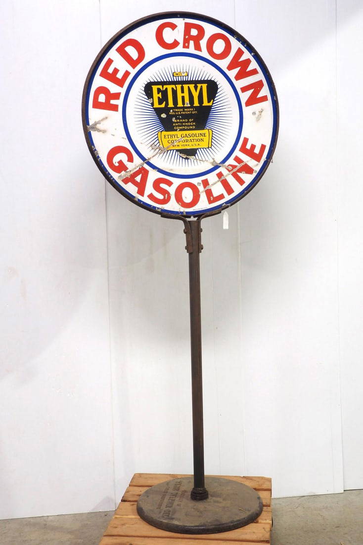 Red Crown Gasoline Street Sign Auction
