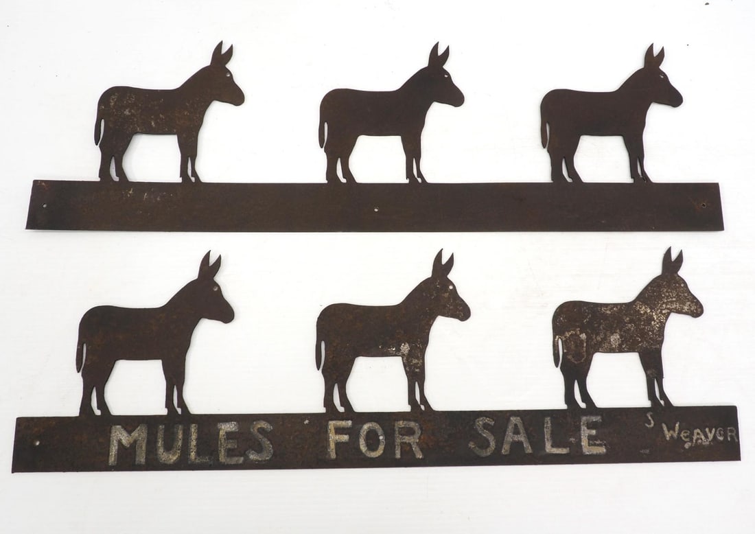 (2) Sheet metal cut-out Mules For Sale signs (1 of 2)
