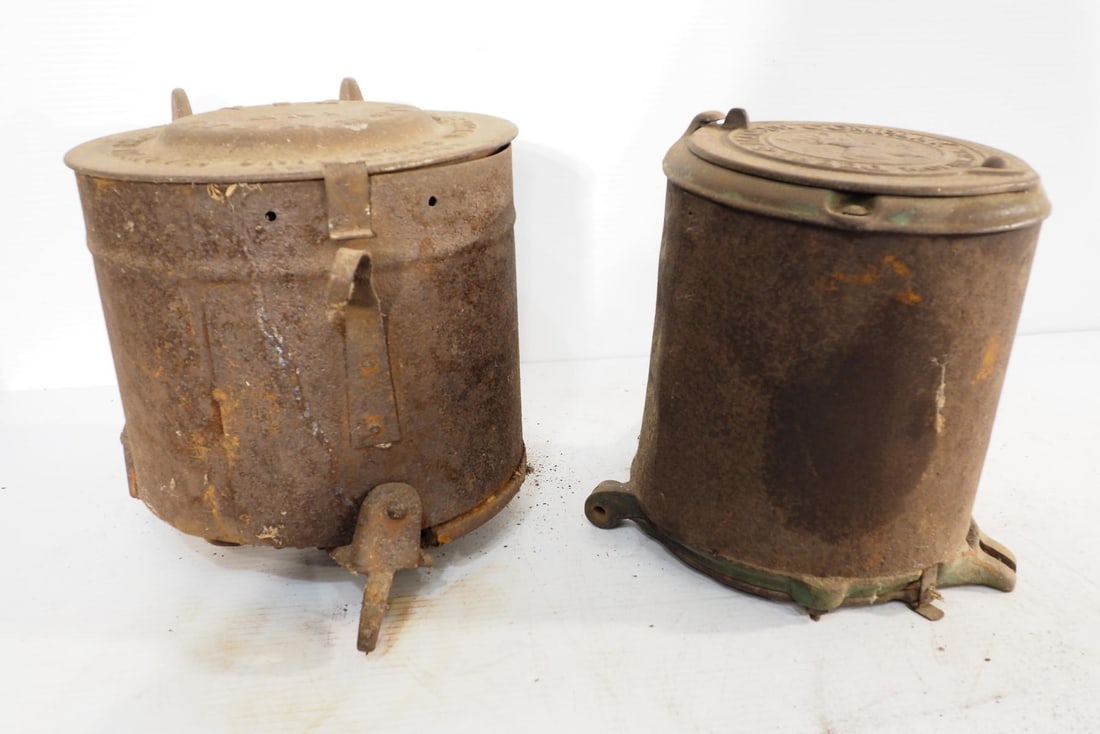 (2) Planter boxes with embossed cast iron lids (1 of 4)