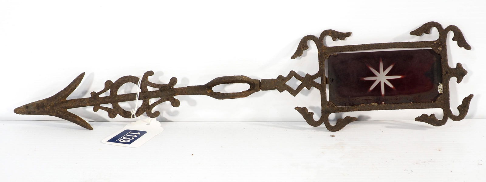 Iron weathervane arrow w/red etched glass star tail (1 of 1)
