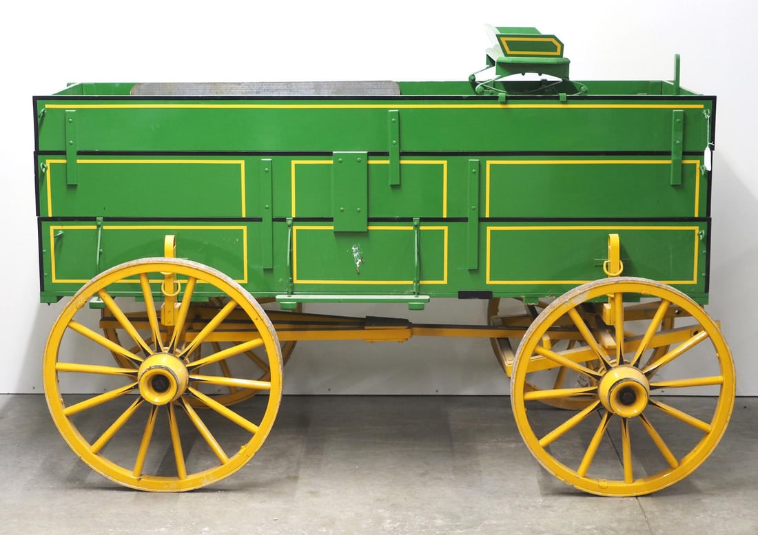 Pony box wagon with seat and tongue: 1/3 scale local-made, triple board pony box wagon with seat and tongue, very high quality! Approx. 20 years old, made by R.H. Carriage Co. Shipshewana, IN! Only one made! - * * *BUYER TO ARRANGE SHIPP