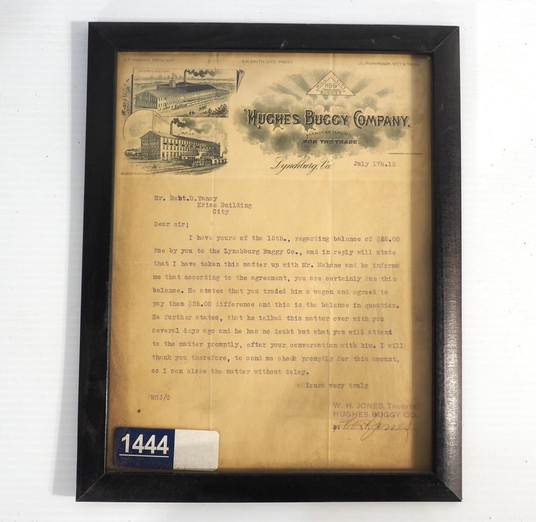 Hughes Buggy Co. letterhead (1 of 2)