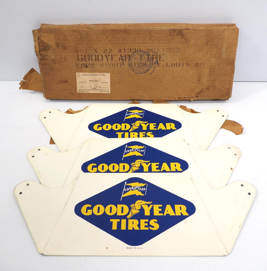 (3) NOS Goodrich Tires tin display stands (1 of 2)