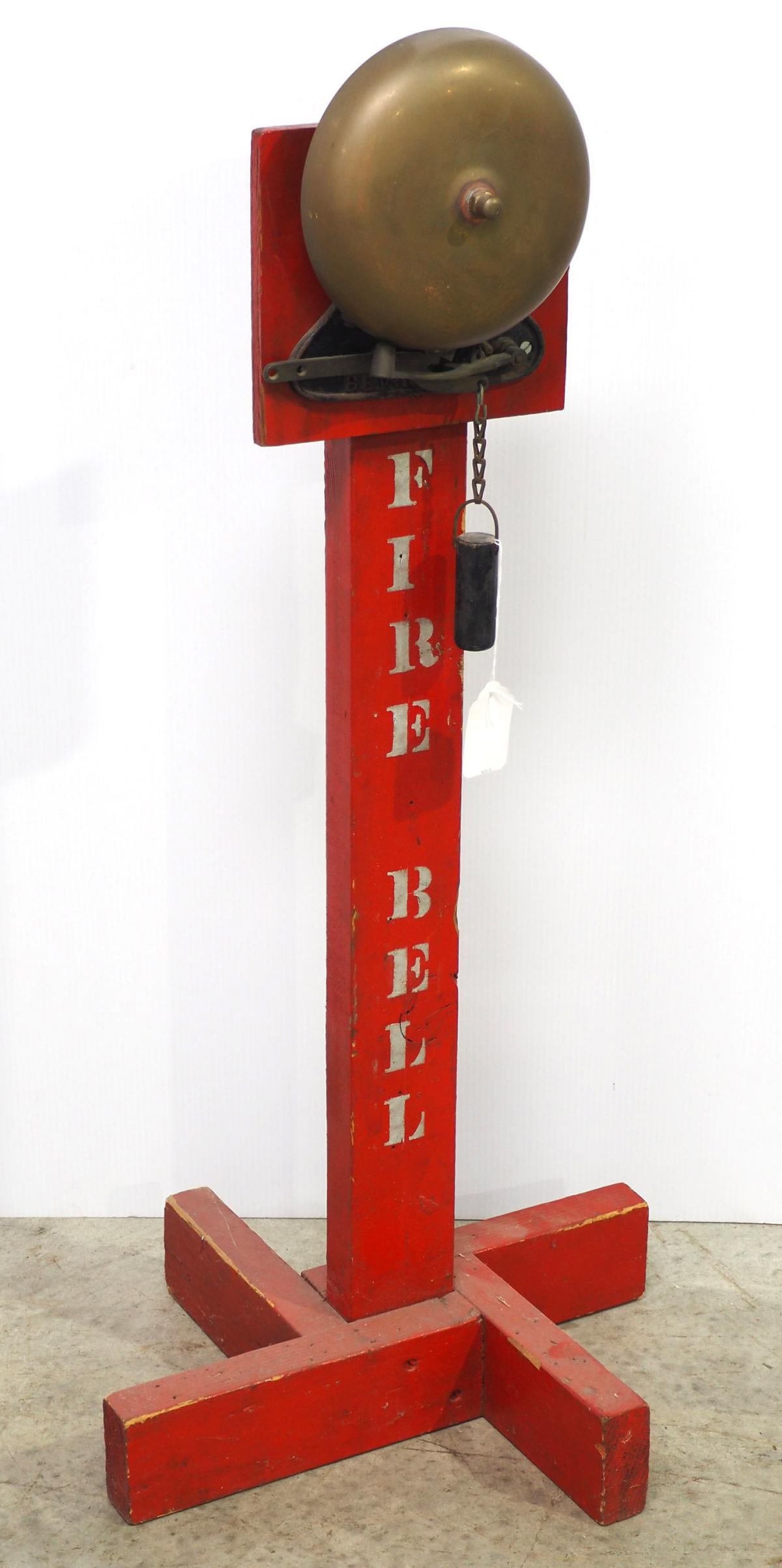 Fire bell on wooden stand (1 of 2)