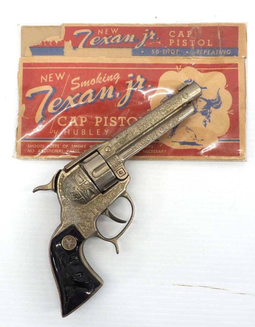 Texan Jr. cap gun: Texan Jr. cap gun with rough box - Good, played with condition