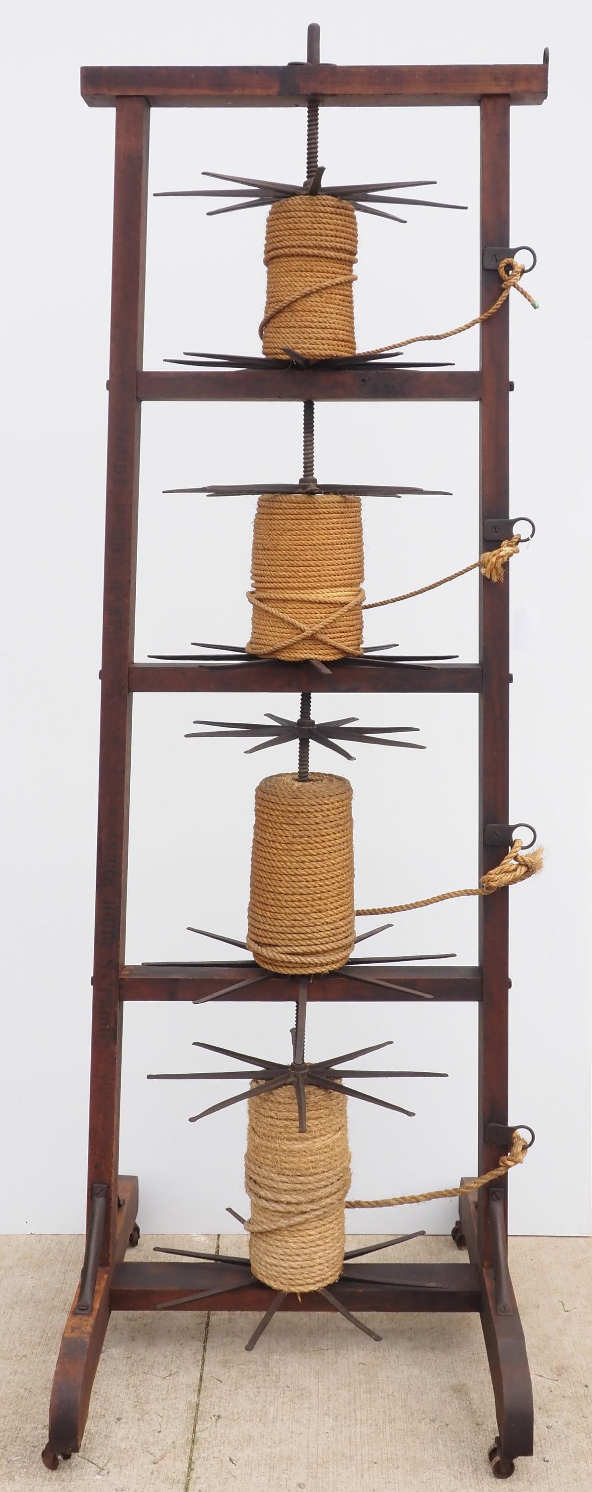 Country store Udell's Rope Reel rope display: Country store Udell's Rope Reel rope display, 80"H x 24"W - * * BUYER TO ARRANGE SHIPPING